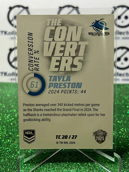 2025 NRL TRADERS  TAYLA PRESTON # TC 20/27 CRONULLA SHARKS TRADING CARD