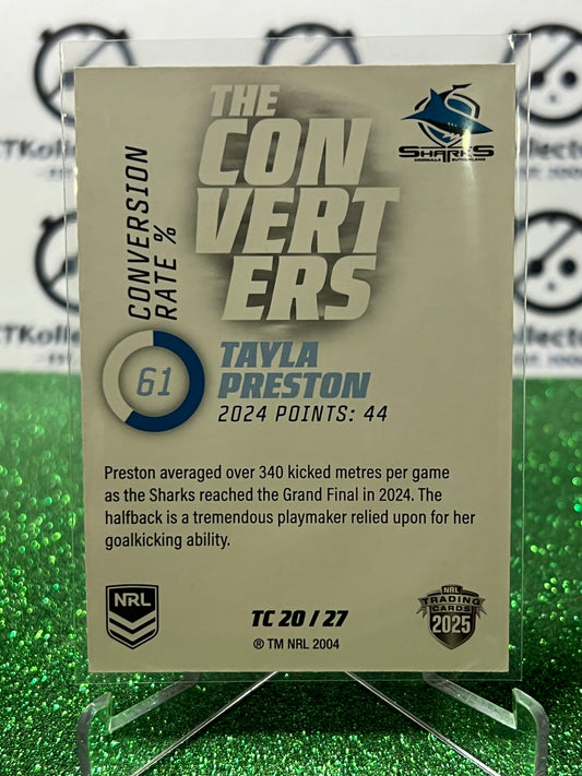 2025 NRL TRADERS  TAYLA PRESTON # TC 20/27 CRONULLA SHARKS TRADING CARD