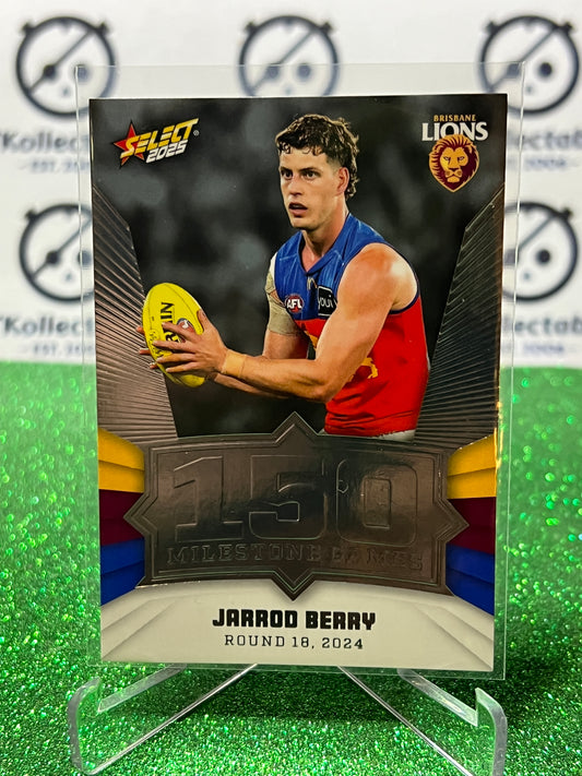 2025 AFL SELECT FOOTY STARS JARROD BERRY # MG10 MILESTONE BRISBANE LIONS CARD