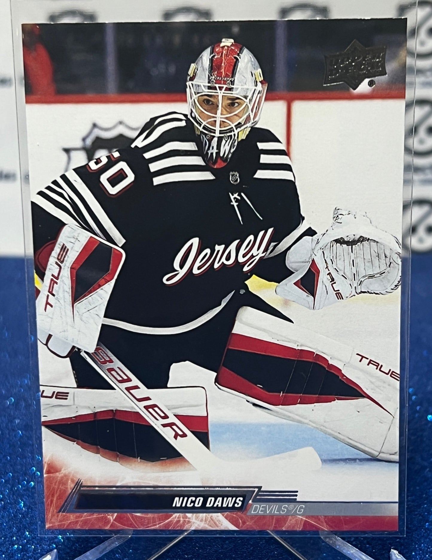 2022-23 UPPER DECK NICO DAWS # 108  ROOKIE GOALTENDER NEW JERSEY DEVILS HOCKEY CARD