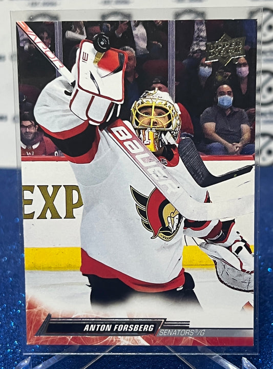 2022-23 UPPER DECK ANTON FORSBERG # 128 GOALTENDER OTTAWA SENATORS HOCKEY CARD