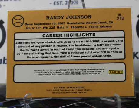 2021 DONRUSS BASEBALL RANDY JOHNSON # 218 RETRO ARIZONA DIAMONDBACKS