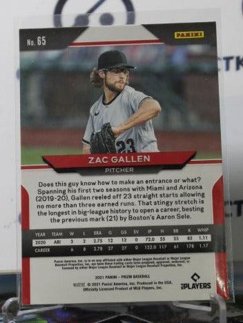 2021 PANINI PRIZM BASEBALL ZAC GALLEN # 65 ARIZONA DIAMONDBACKS