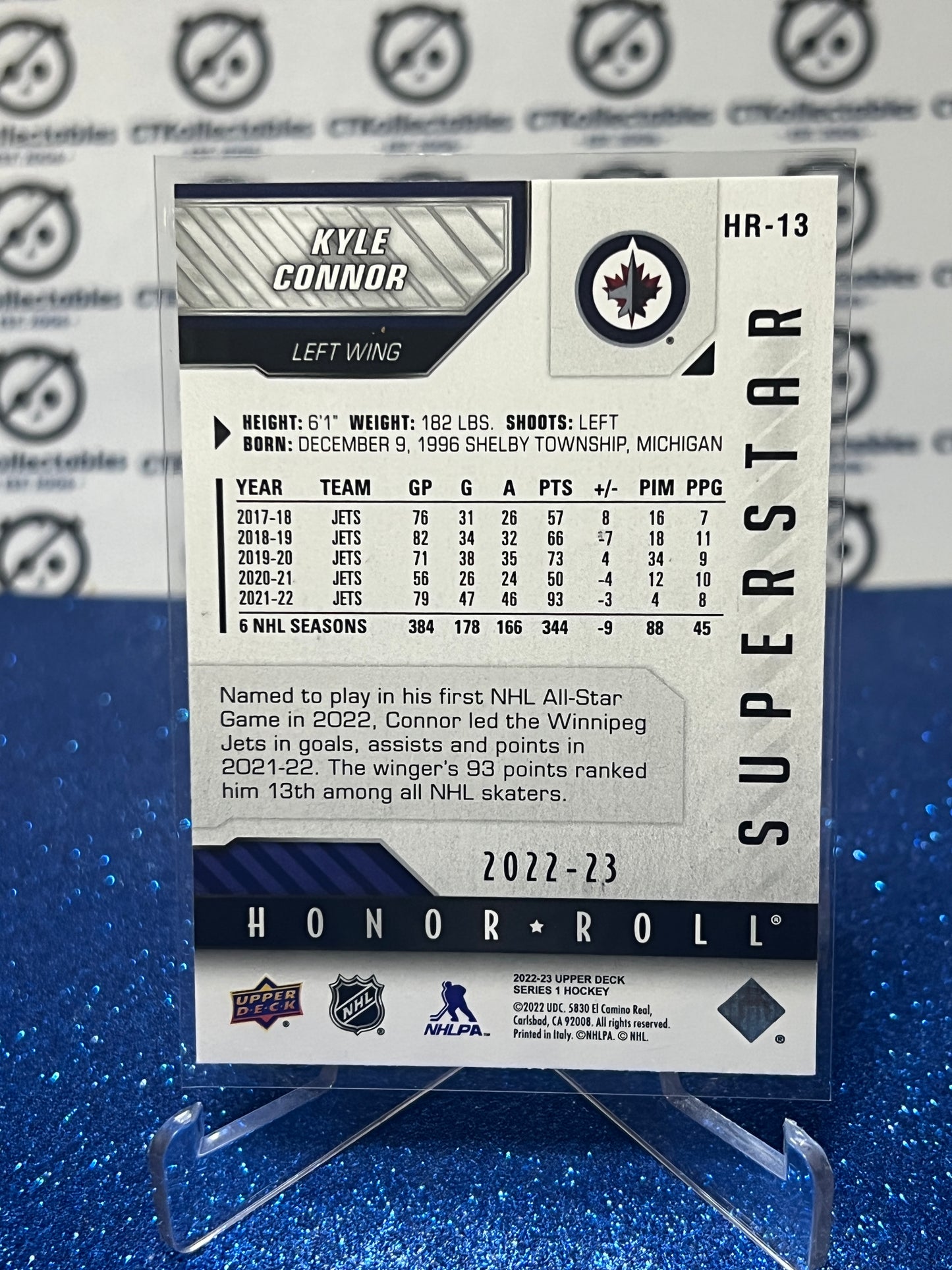 2022-23 UPPER DECK KYLE CONNOR # HR-13 HONOR ROLL WINNIPEG JETS  HOCKEY CARD