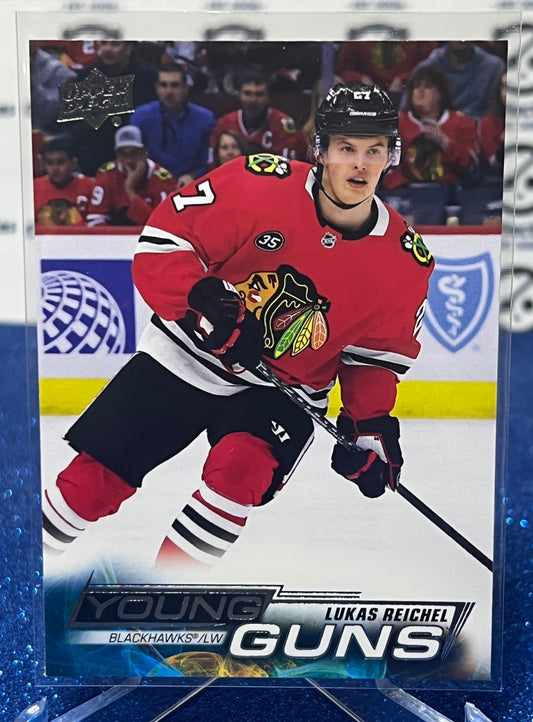 2022-23 UPPER DECK LUKAS REICHEL # 235 ROOKIE YOUNG GUNS CHICAGO BLACKHAWKS HOCKEY CARD