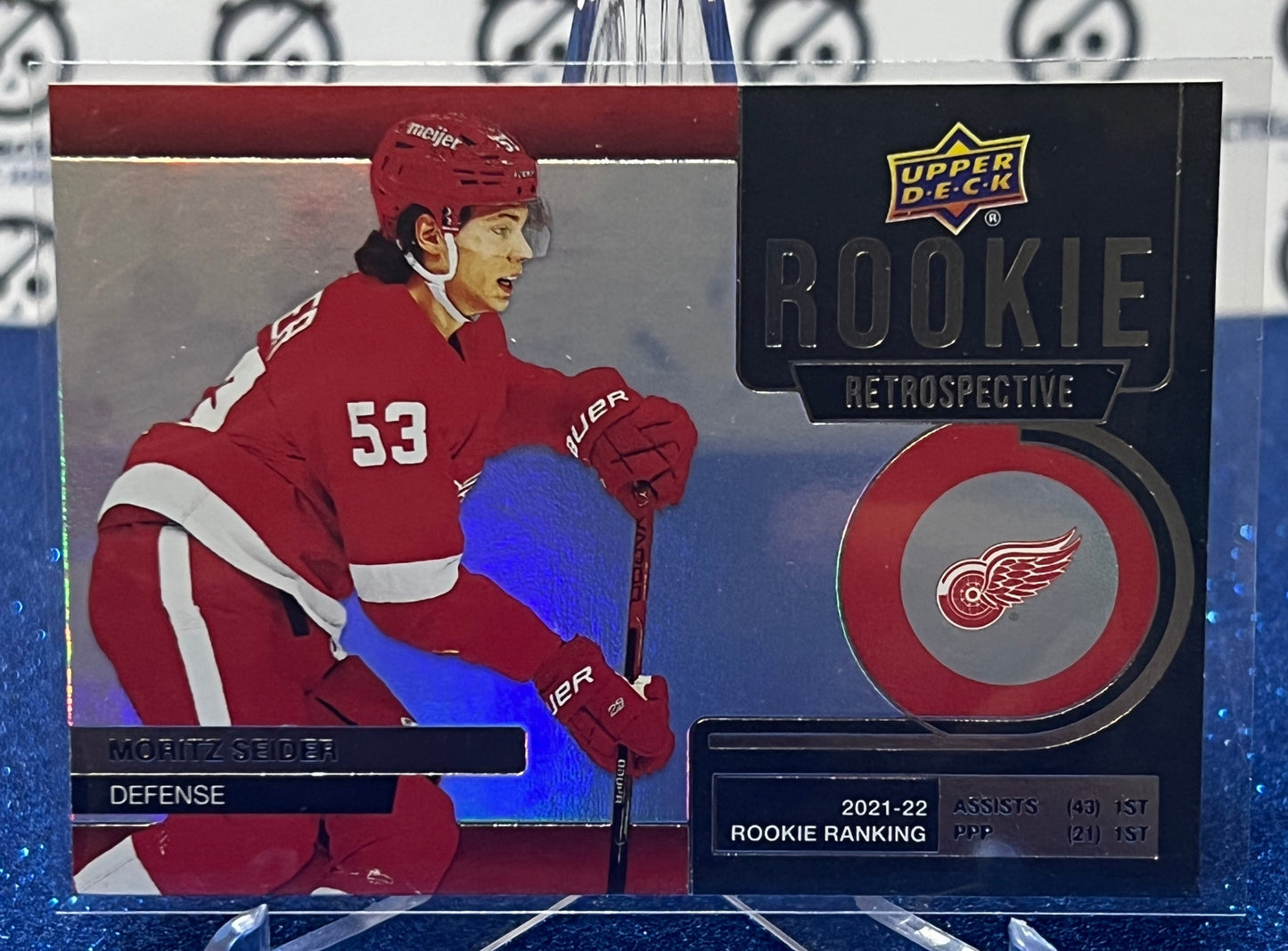 2022-23 UPPER DECK MORITZ SEIDER # RR-17 ROOKIE RETROSPECTIVE DETROIT RED WINGS HOCKEY CARD