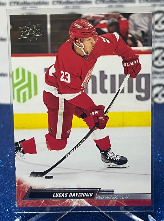 2022-23 UPPER DECK LUCAS RAYMOND # 66 ROOKIE DETROIT RED WINGS HOCKEY CARD