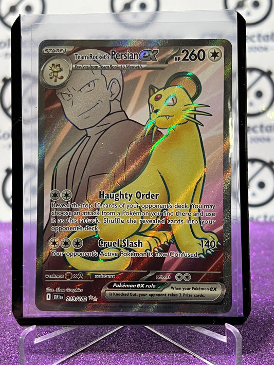 2025 SCARLET & VIOLET DESTINED RIVALS TEAM ROCKET'S PERSIAN EX# 219/182  RARE FOIL POKEMON CARD