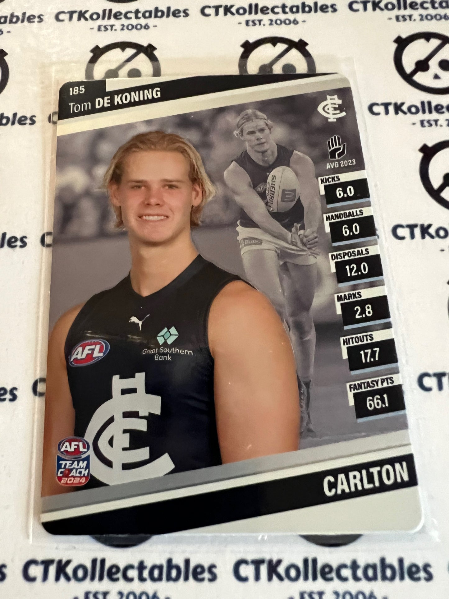 2024 AFL Teamcoach 185 Tom De Koning Carlton