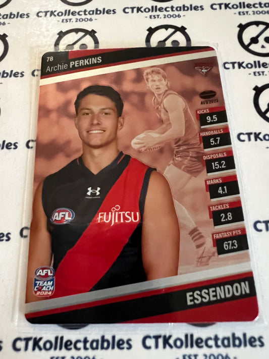 2024 AFL Teamcoach 78 Archie Perkins Essendon