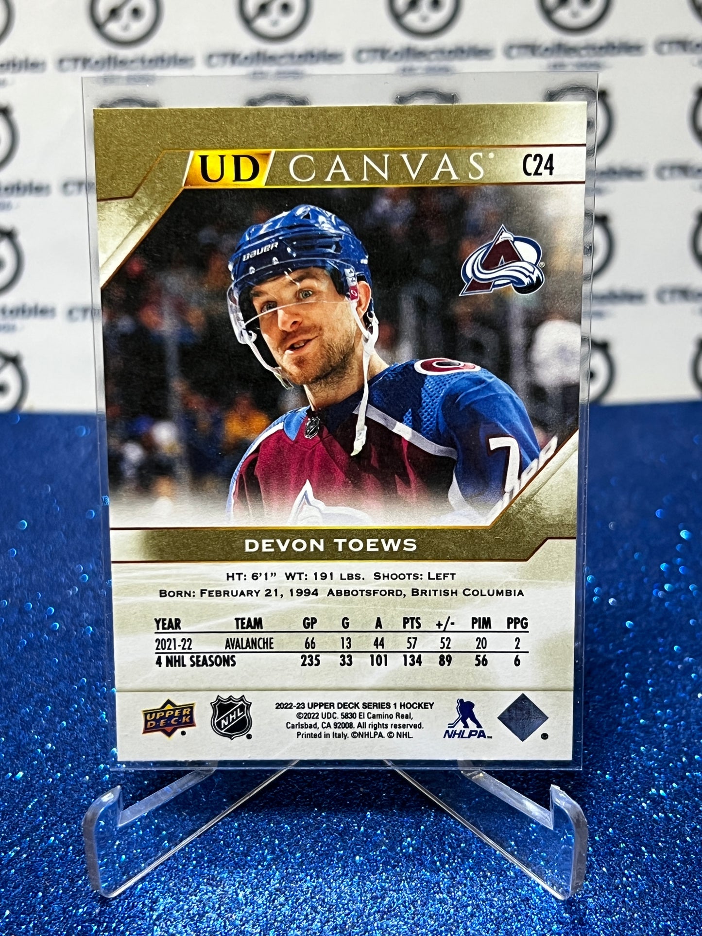 2022-23 UPPER DECK DEVON TOEWS # C24  CANVAS COLORADO AVALANCHE  HOCKEY CARD