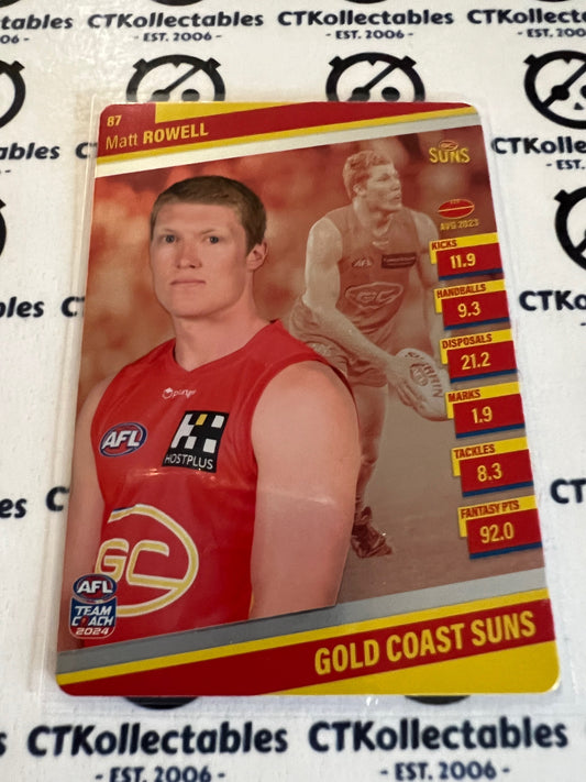 2024 AFL Teamcoach 87 Matt Rowell Gold Coast Suns