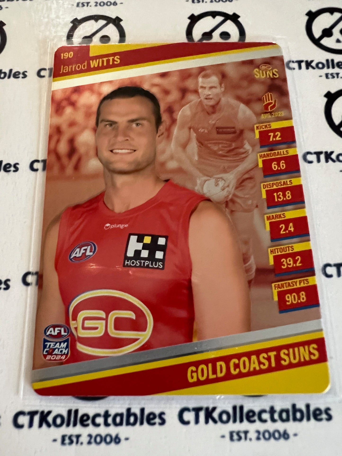 2024 AFL Teamcoach 190 Jarrod Witts Gold Coast Suns