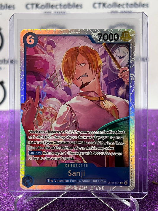 2025 ONE PIECE A FIST OF DIVINE SPEED SANJI # OP-11-051 SR TCG FOIL CARD