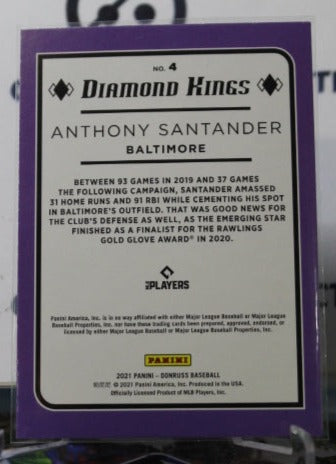 2021 PANINI DONRUSS DIAMOND KINGS BASEBALL ANTHONY SANTANDER # 4 BLUE BALTIMORE ORIOLES