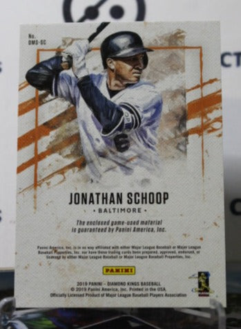 2019 PANINI  DIAMOND KINGS BASEBALL JONATHAN SCHOOP # DMS-SC  DUEL RELIC BALTIMORE ORIOLES