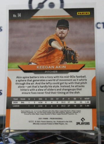 2021 PANINI  PRIZM BASEBALL KEEGAN AKIN # 14 ROOKIE BALTIMORE ORIOLES