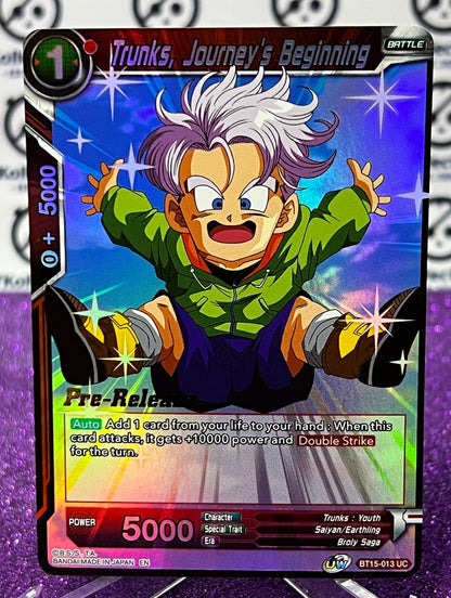 DRAGON BALL SUPER TRUNKS,JOURNEY'S BEGINNING # BT15-013 UC PRE- RELEASE  FOIL CARD