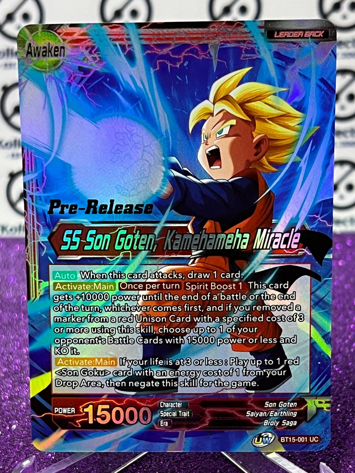 DRAGON BALL SUPER SS SON GOTEN, KAMEHAMEHA MIRACLE # BT13-001 UC PRE-RELEASE FOIL CARD