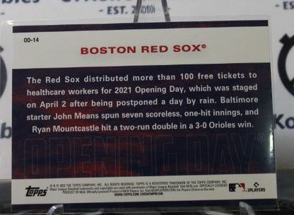 2022 TOPPS OPENING DAY # OD-14 BOSTON RED SOX BASEBALL