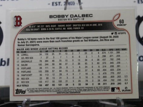 2022 TOPPS OPENING DAY BOBBY DALBEC # 60 FUTURE STARS BOSTON RED SOX BASEBALL