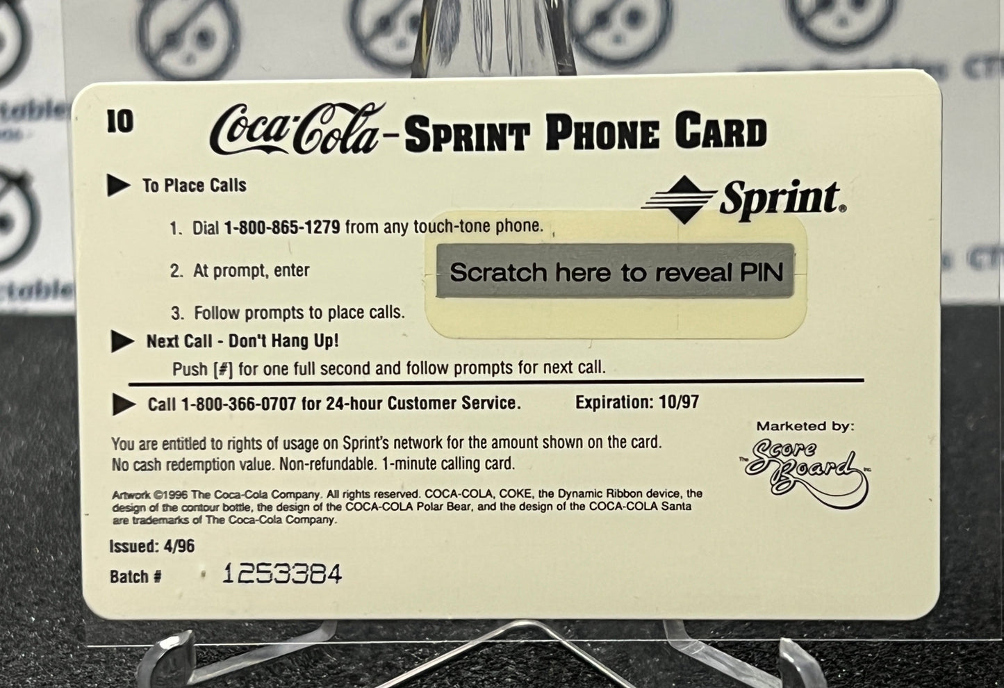 1996 COCA-COLA  $1 SPRINT PHONE CARD # 10 ALWAYS COLLECTABLE ISSUED 4/96 NM ARMED FORCES 1943 AD