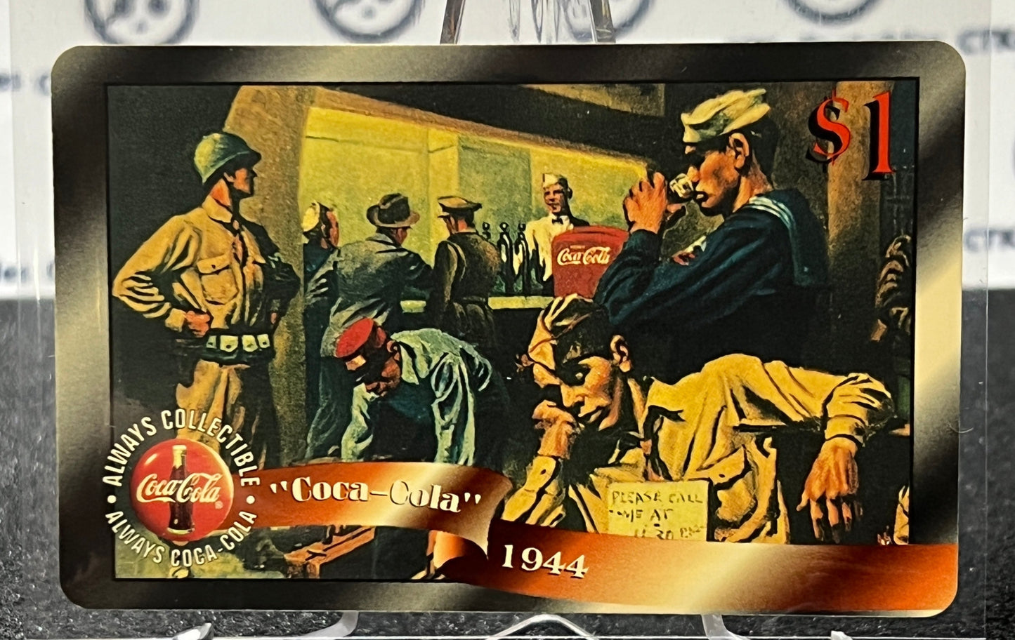 1996 COCA-COLA  $1 SPRINT PHONE CARD # 15 ALWAYS COLLECTABLE ISSUED 4/96 NM ARMED FORCES 1944 AD