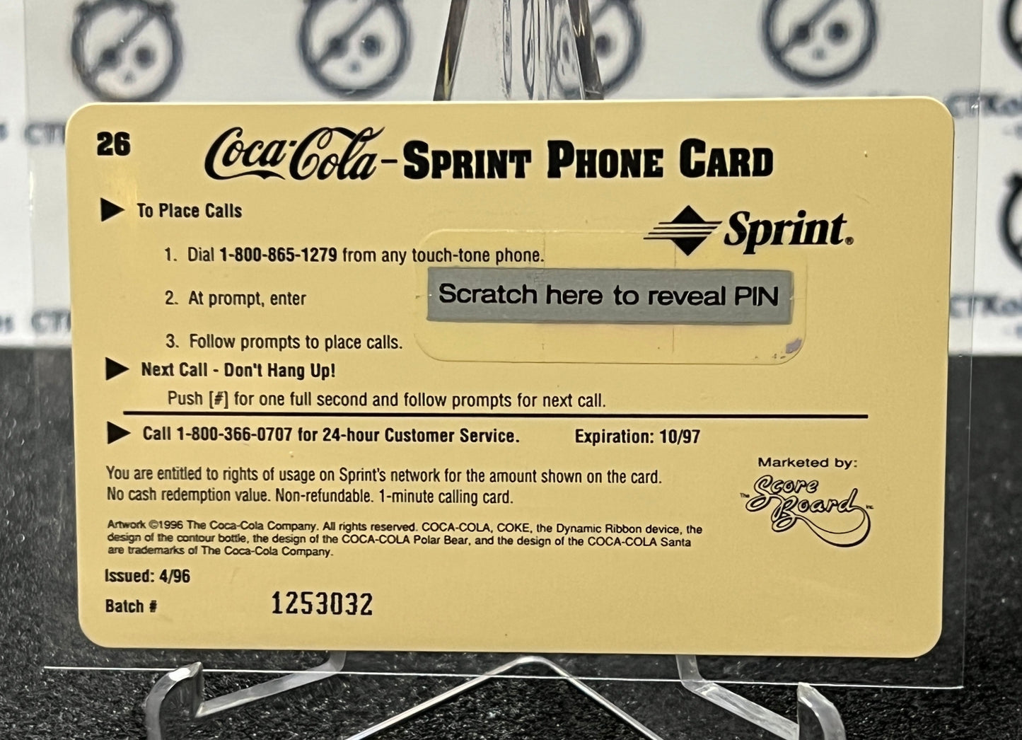 1996 COCA-COLA  $1 SPRINT PHONE CARD # 26 ALWAYS COLLECTABLE ISSUED 4/96 NM COKE AD 1937