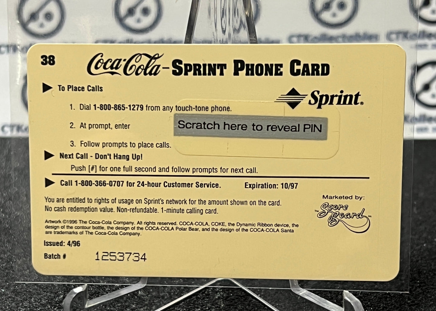 1996 COCA-COLA $1 SPRINT PHONE CARD # 38 ALWAYS COLLECTABLE ISSUED 4/96 NM COKE AD 1929