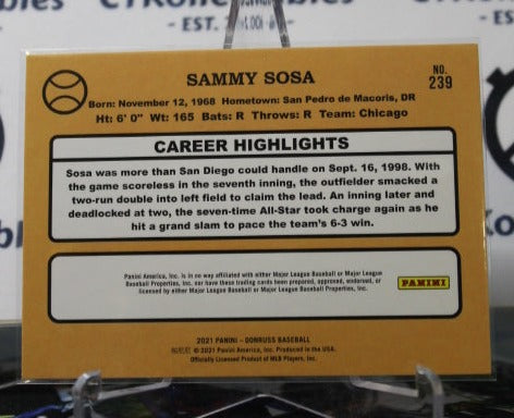 2021 PANINI DONRUSS SAMMY SOSA # 239 RETRO CHICAGO CUBS  BASEBALL