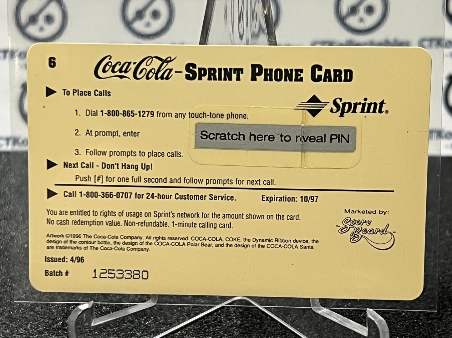 1996 COCA-COLA $1 SPRINT PHONE CARD # 6 ALWAYS COLLECTABLE ISSUED 4/96 NM COKE AD 1943