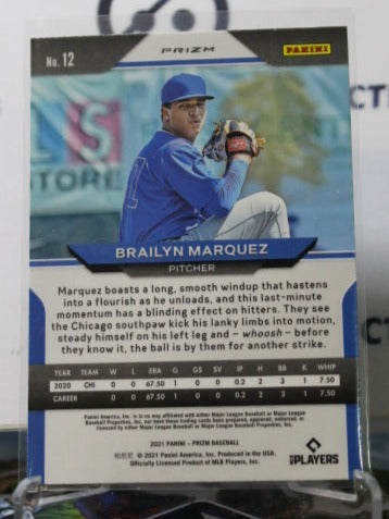 2021 PANINI PRIZM BRAILYN MARQUEZ  # 12 PURPLE PRIZM ROOKIE CHICAGO CUBS  BASEBALL