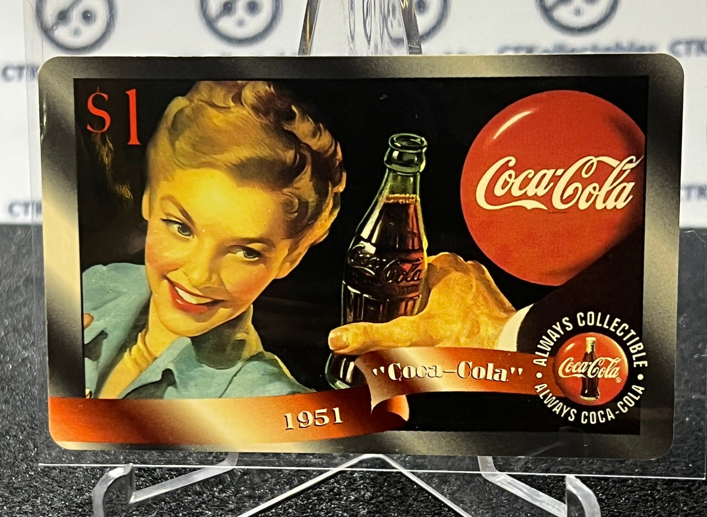 1996 COCA-COLA $1 SPRINT PHONE CARD # 41 ALWAYS COLLECTABLE ISSUED 4/96 NM COKE AD 1951