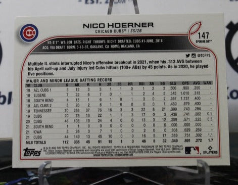 2022 TOPPS OPENING DAY NICO HOERNER  # 147  CHICAGO CUBS  BASEBALL