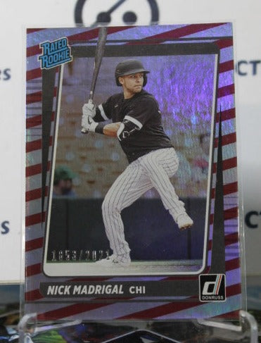 2021 PANINI DONRUSS NICK MADRIGAL # 49 RATED ROOKIE CANDY STRIPE /2021 CHICAGO WHITE SOX BASEBALL