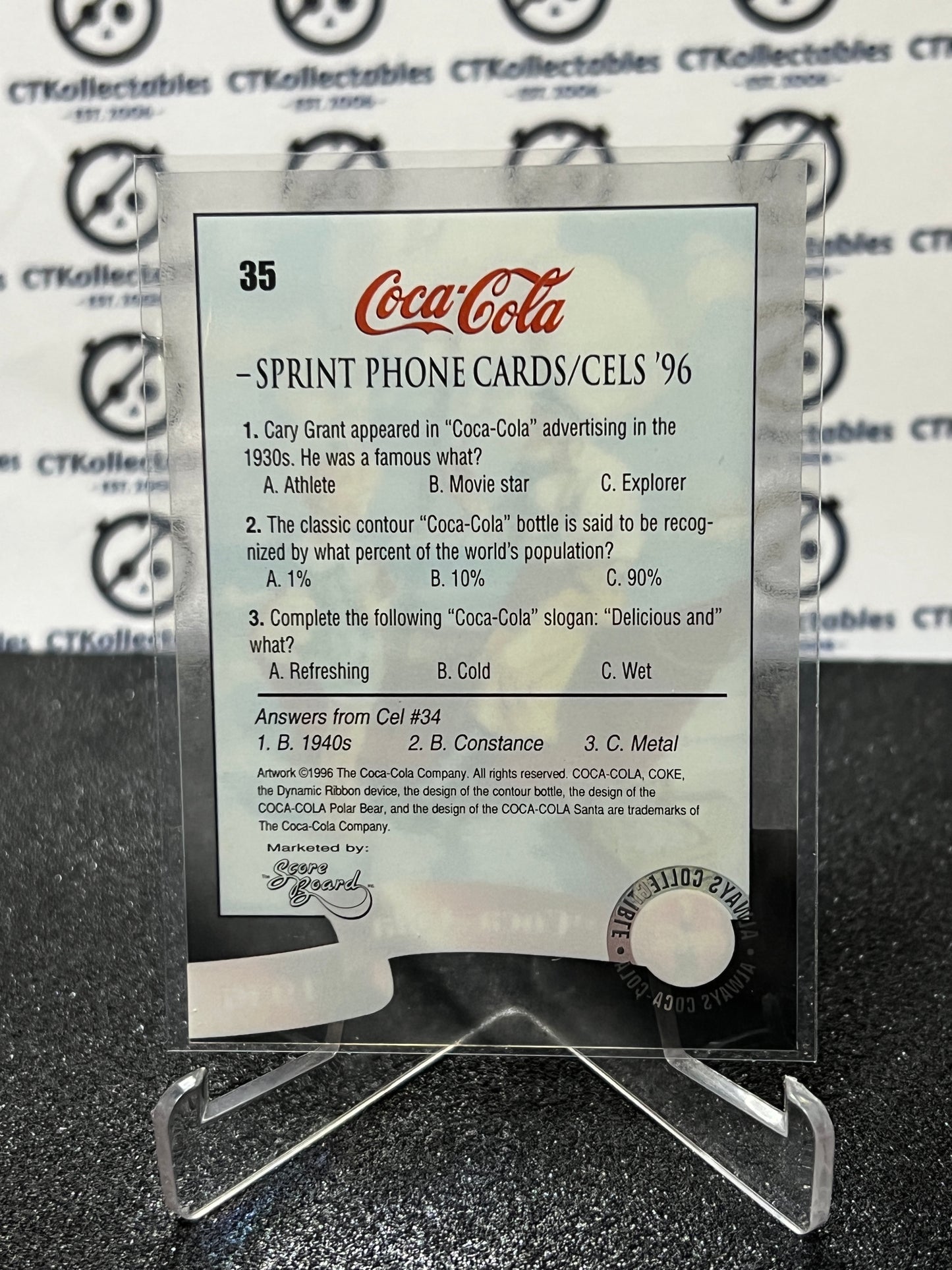 1996 COCA-COLA  SPRINT CELL CARD # 35 ALWAYS COLLECTABLE  COKE AD