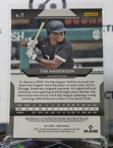 2021 PANINI PRIZM TIM ANDERSON # 71 CHICAGO WHITE SOX BASEBALL