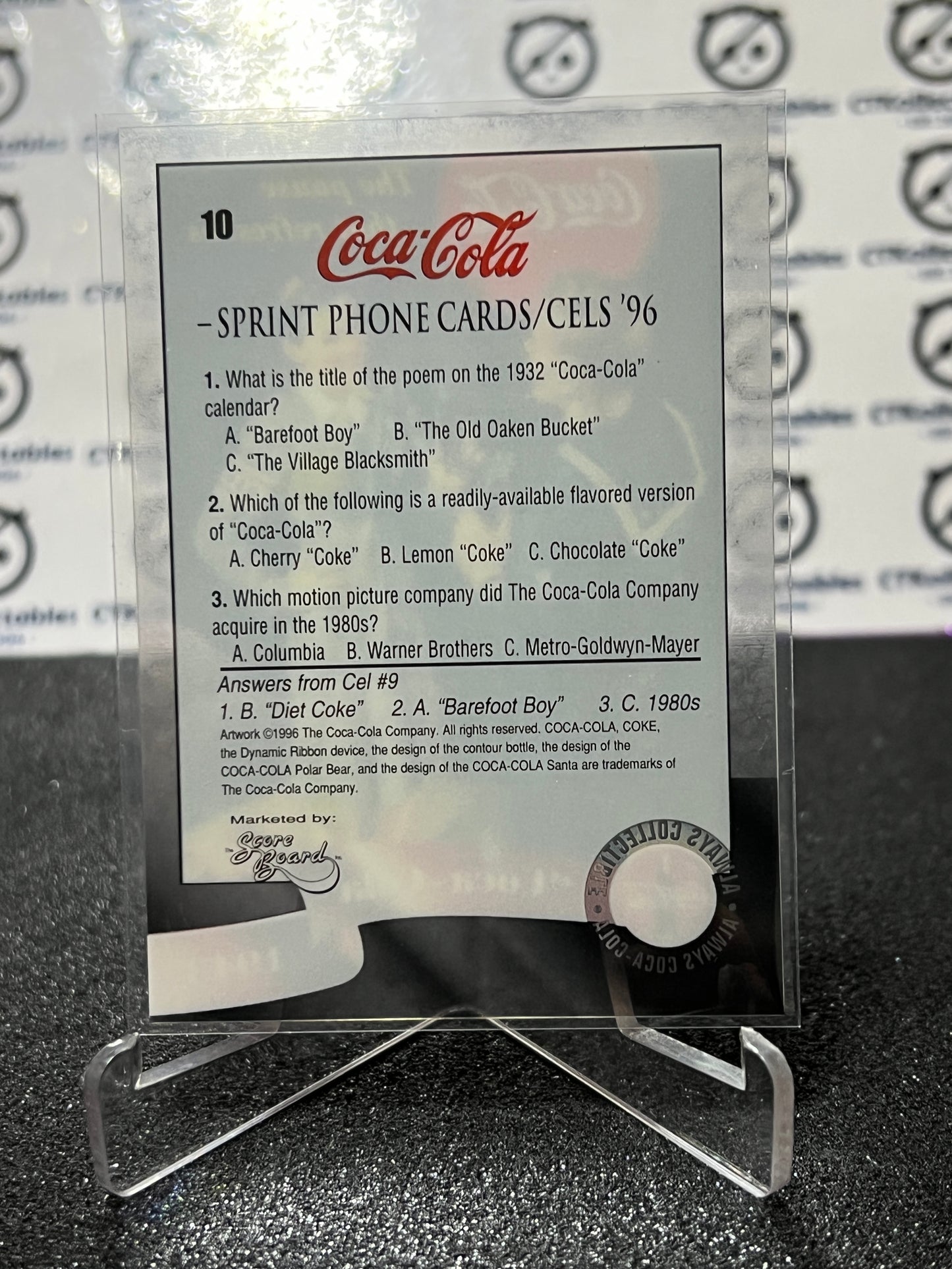 1996 COCA-COLA  SPRINT CELL CARD # 10 ALWAYS COLLECTABLE ARMED FORCES COKE AD