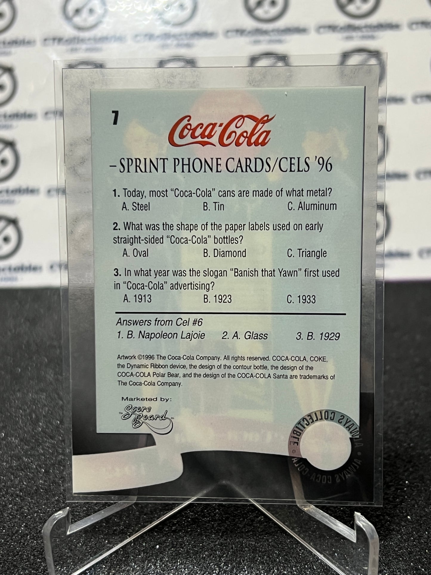 1996 COCA-COLA  SPRINT CELL CARD # 7 ALWAYS COLLECTABLE ARMED FORCES COKE AD