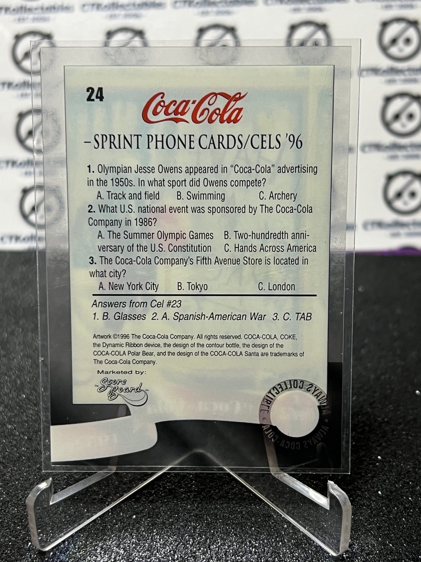 1996 COCA-COLA  SPRINT CELL CARD # 24 ALWAYS COLLECTABLE  COKE AD 1952