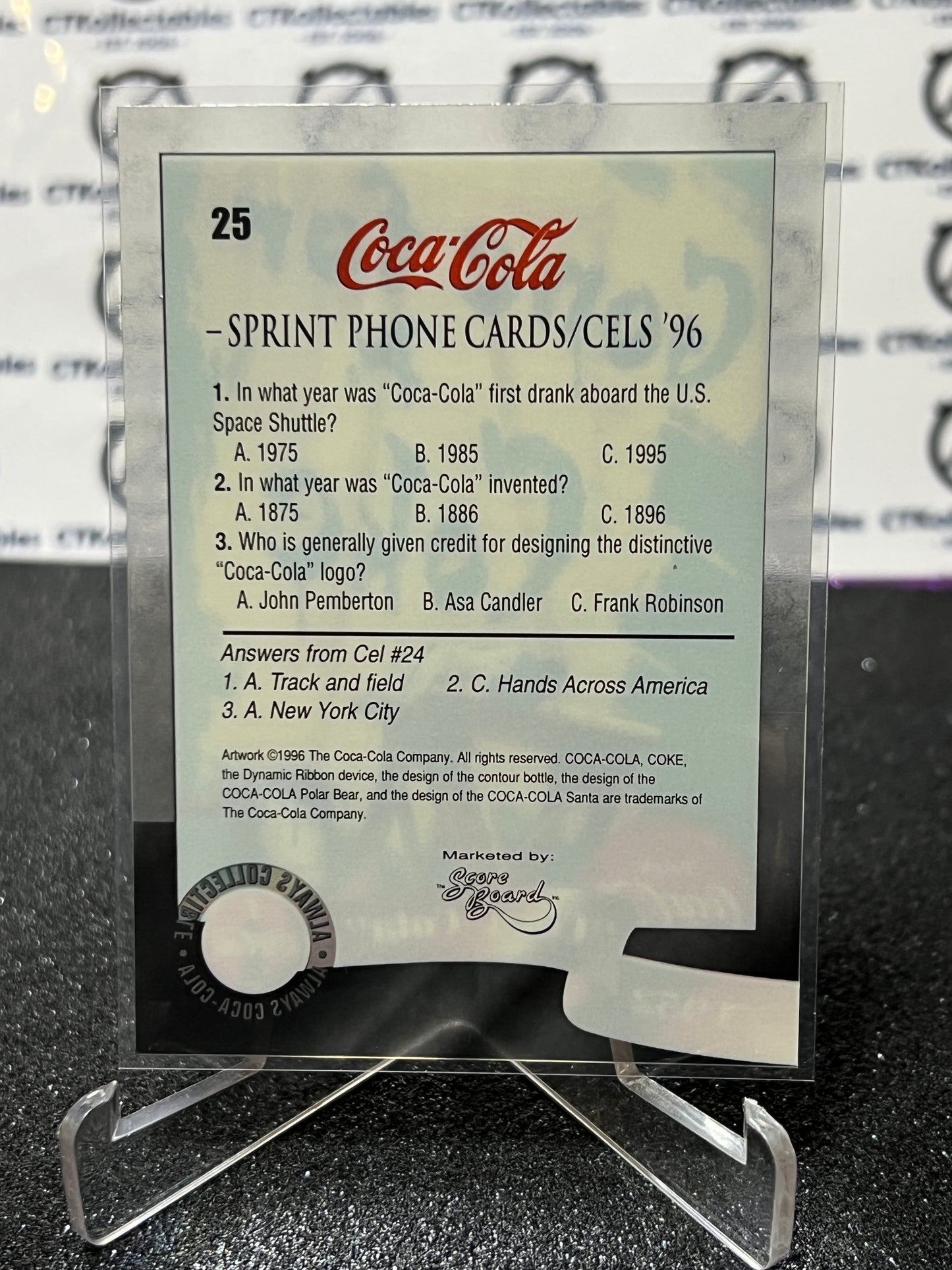 1996 COCA-COLA  SPRINT CELL CARD # 25 ALWAYS COLLECTABLE  COKE AD 1952