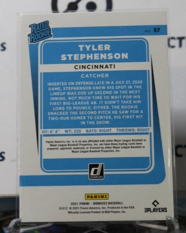 2021 PANINI DONRUSS TYLER STEPHENSON # 57 RATED ROOKIE CINCINNATI REDS BASEBALL