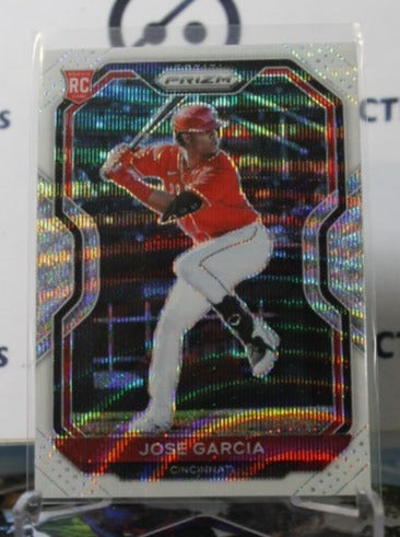 2021 PANINI PRIZM JOSE GARCIA # 74 WHITE PRIZM ROOKIE CINCINNATI REDS BASEBALL