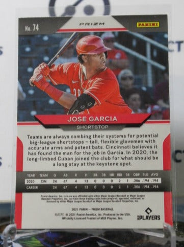 2021 PANINI PRIZM JOSE GARCIA # 74 WHITE PRIZM ROOKIE CINCINNATI REDS BASEBALL