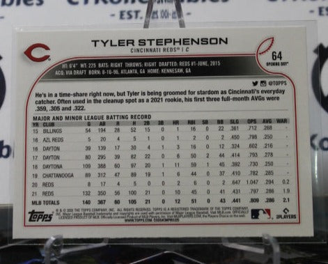 2022 TOPPS OPENING DAY TYLER STEPHENSON # 64 ALL STAR ROOKIE  CINCINNATI REDS BASEBALL