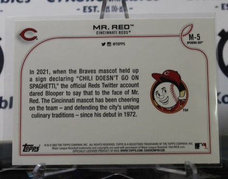 2022 TOPPS OPENING DAY MR. RED # M-5 MASCOT CINCINNATI REDS BASEBALL