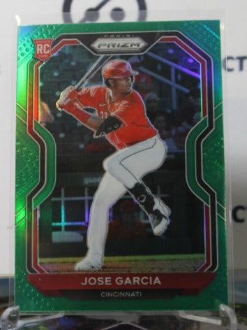 2021 PANINI PRIZM JOSE GARCIA # 74 GREEN PRIZM ROOKIE CINCINNATI REDS BASEBALL