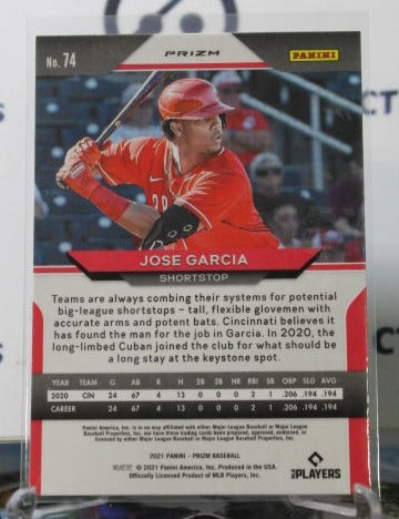 2021 PANINI PRIZM JOSE GARCIA # 74 GREEN PRIZM ROOKIE CINCINNATI REDS BASEBALL