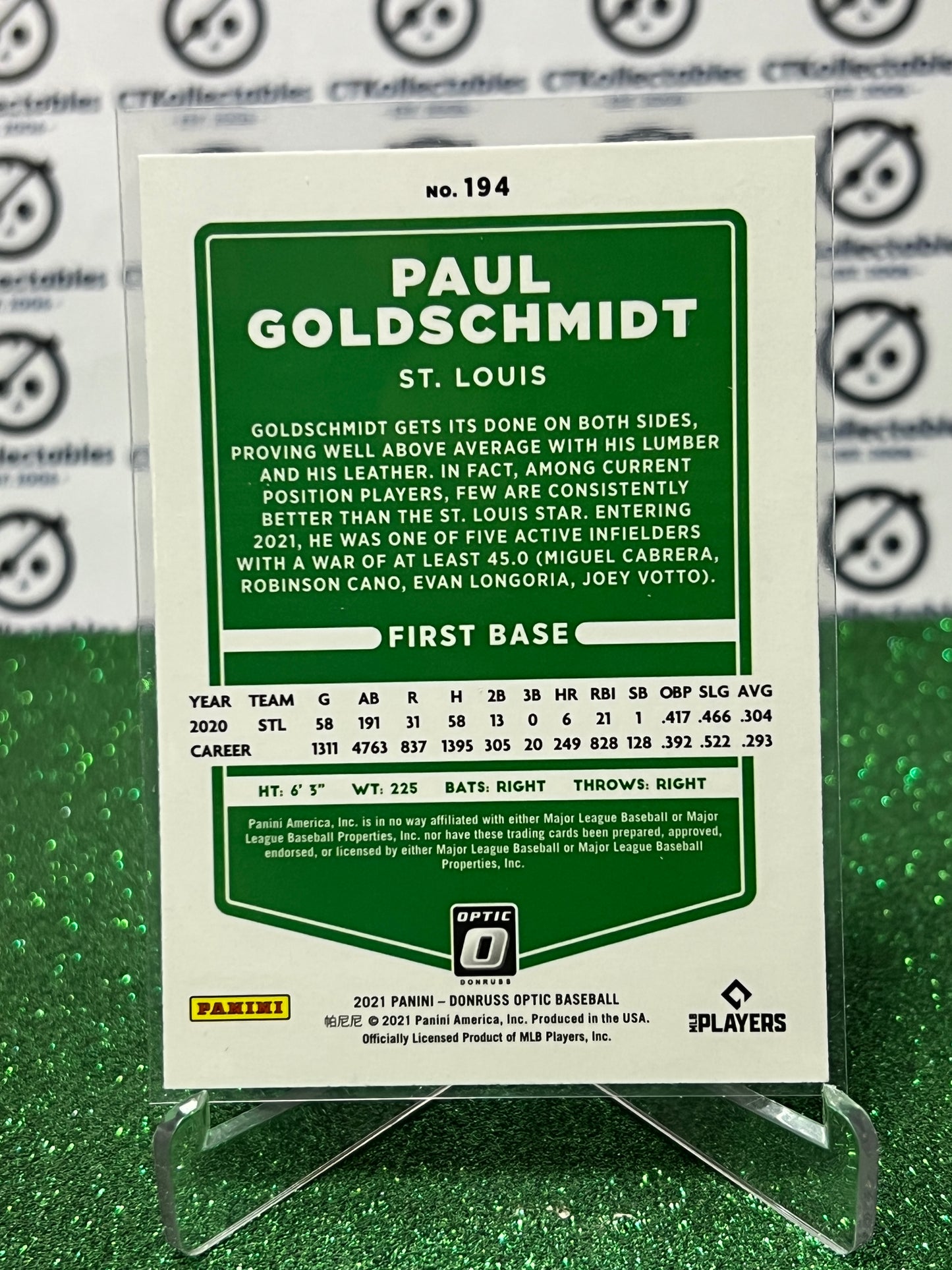 2021 PANINI OPTIC DONRUSS PAUL GOLDSCHMIDT # 194  ST. LOUIS CARDINALS  BASEBALL