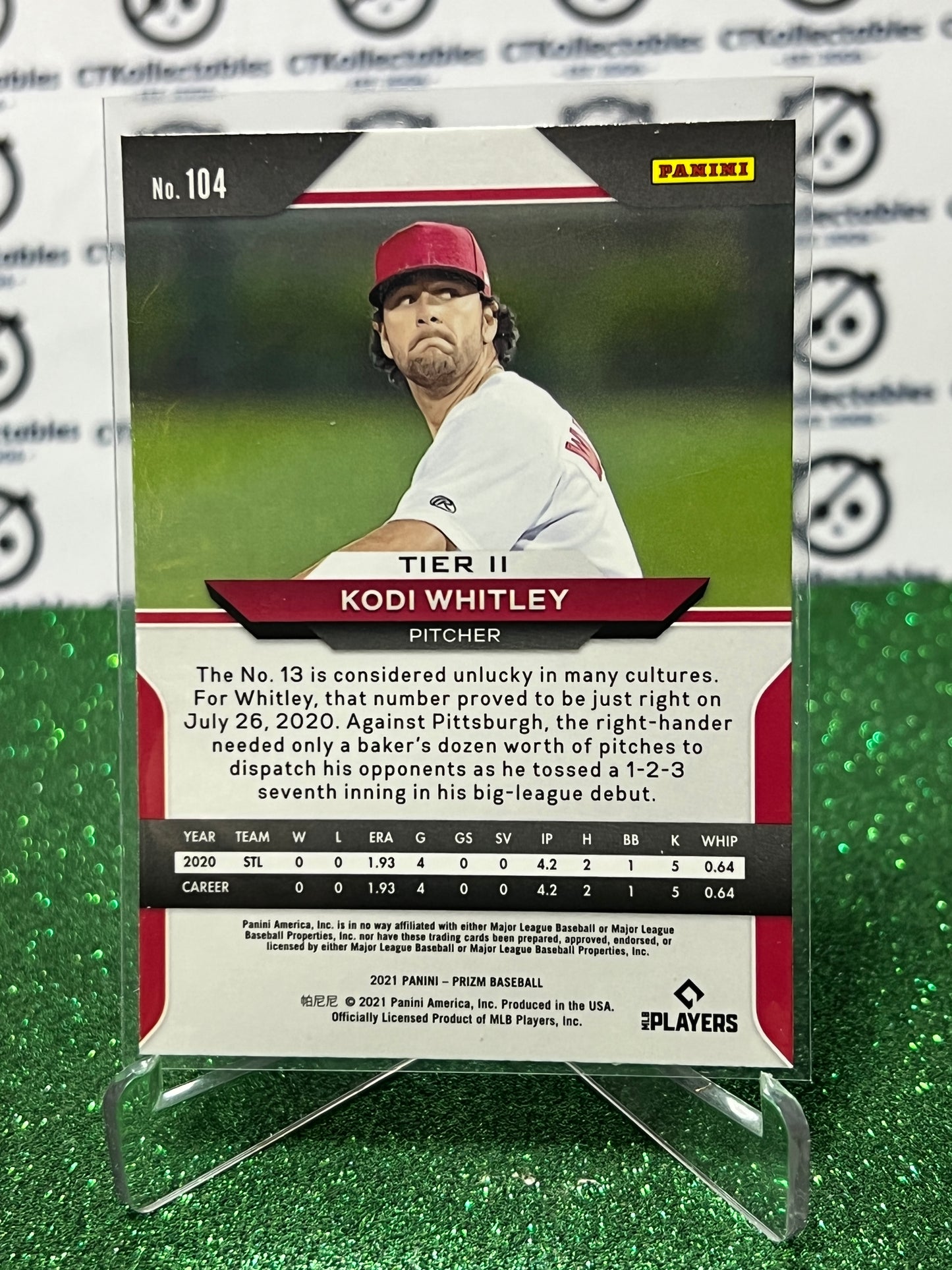 2021 PANINI PRIZM KODI WHITLEY # 104 ROOKIE  ST. LOUIS CARDINALS  BASEBALL